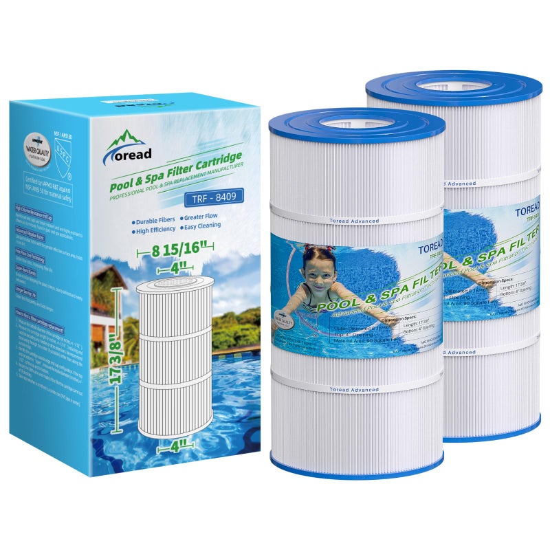 TOREAD بديل TOREAD لفلتر المسبح Pleatco PA90، CX900RE، C900، Unicel C-8409، Filbur FC-1292، Posi-Clear Sta-Rite PXC95، Clearwater II ProClean 100، Aladdin 19002، 25230-0095S، عبوة 2 - Image 1